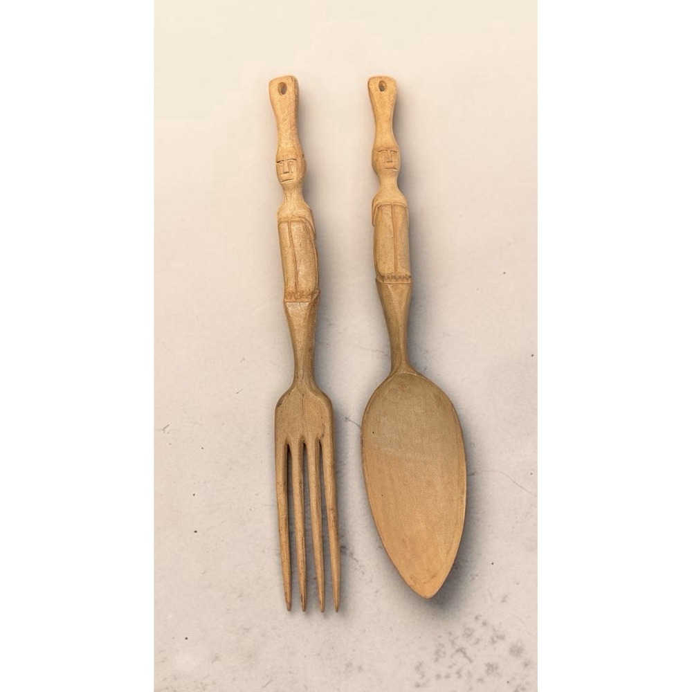 Carved‎ Wooden Tribal Serving Utensils